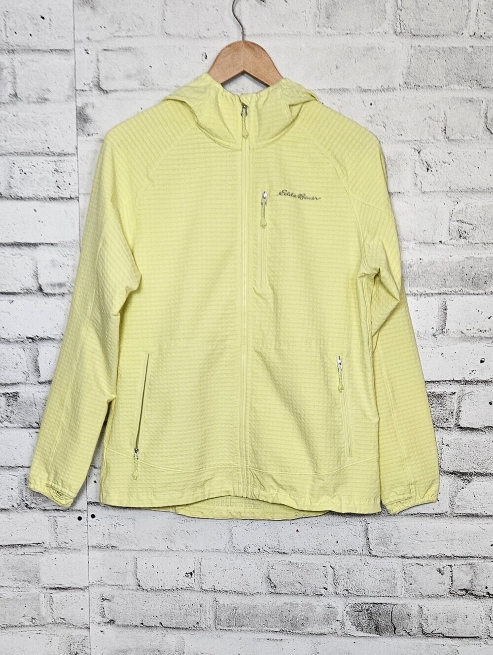 Eddie Bauer Hooded Full Zip Hiking Jacket Yellow Size Medium